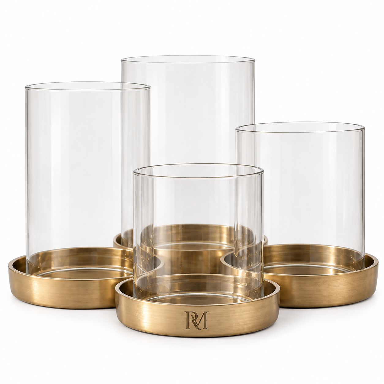 Riviera Maison Windlicht mit Glas & goldfarbenem Fuß