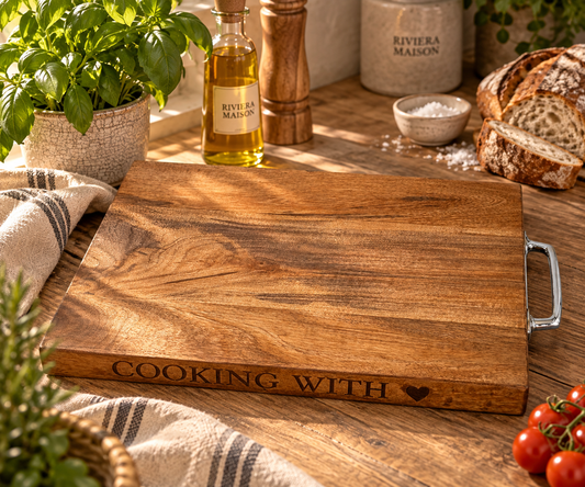 Riviera Maison Schneidebrett Cooking With Love aus Holz