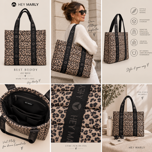 HEY MARLY Best Buddy Leo Beige – Shopper im Leo-Look
