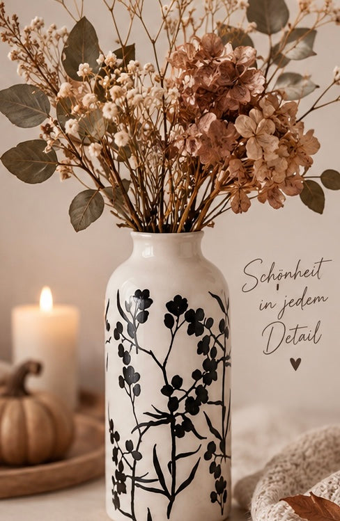 BOLTZE Home Vase Botanical – Creme/Schwarz