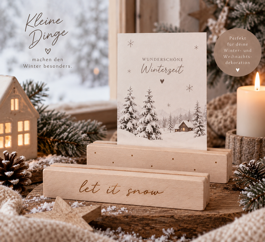 Eulenschnitt Kartenständer „Let it snow“ – 2er Set