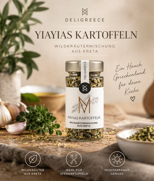 Yiayias Kartoffeln – Griechische Wildkräutermischung für Ofenkartoffeln