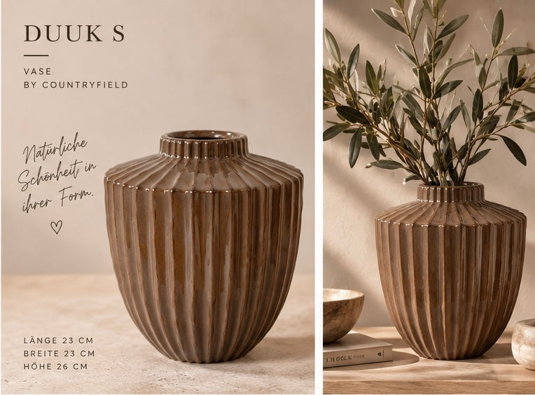 Countryfield Vase Duuk S – Braun, 23 × 23 × 26 cm