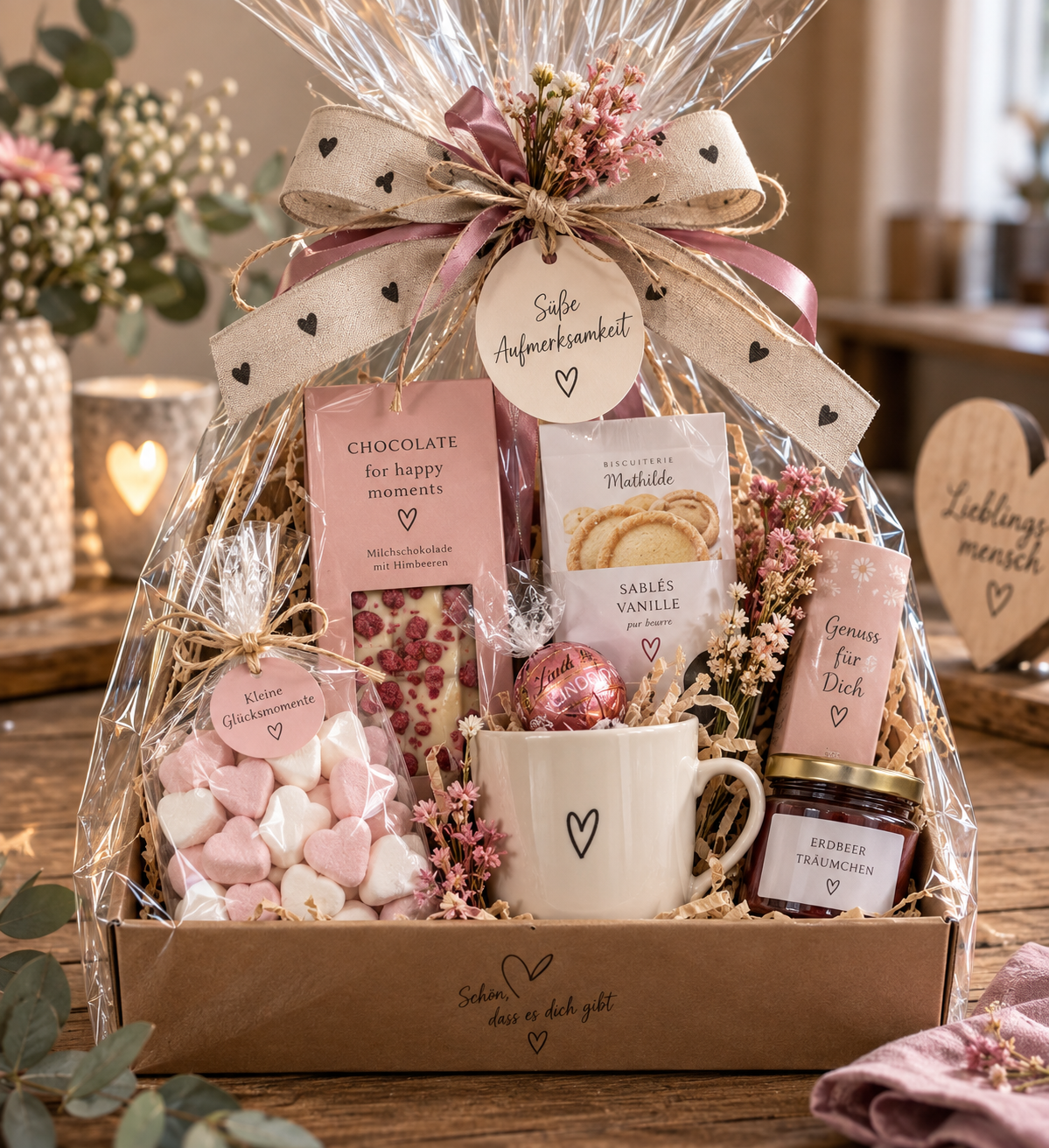 Süße Aufmerksamkeit – liebevoll verpacktes Geschenkset
