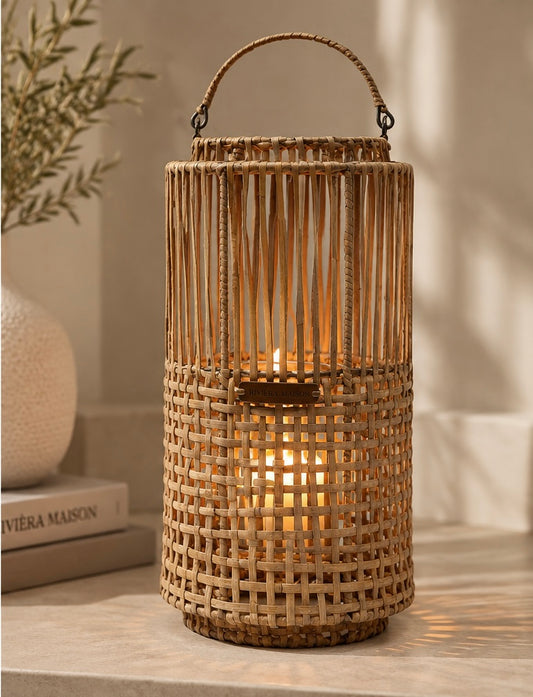 Rivièra Maison Rattan Laterne 42 cm – stilvolles Windlicht in natürlicher Optik