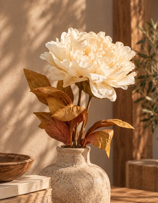 Kunstblume Pfingstrose Cremeweiß – Countryfield | 72 cm
