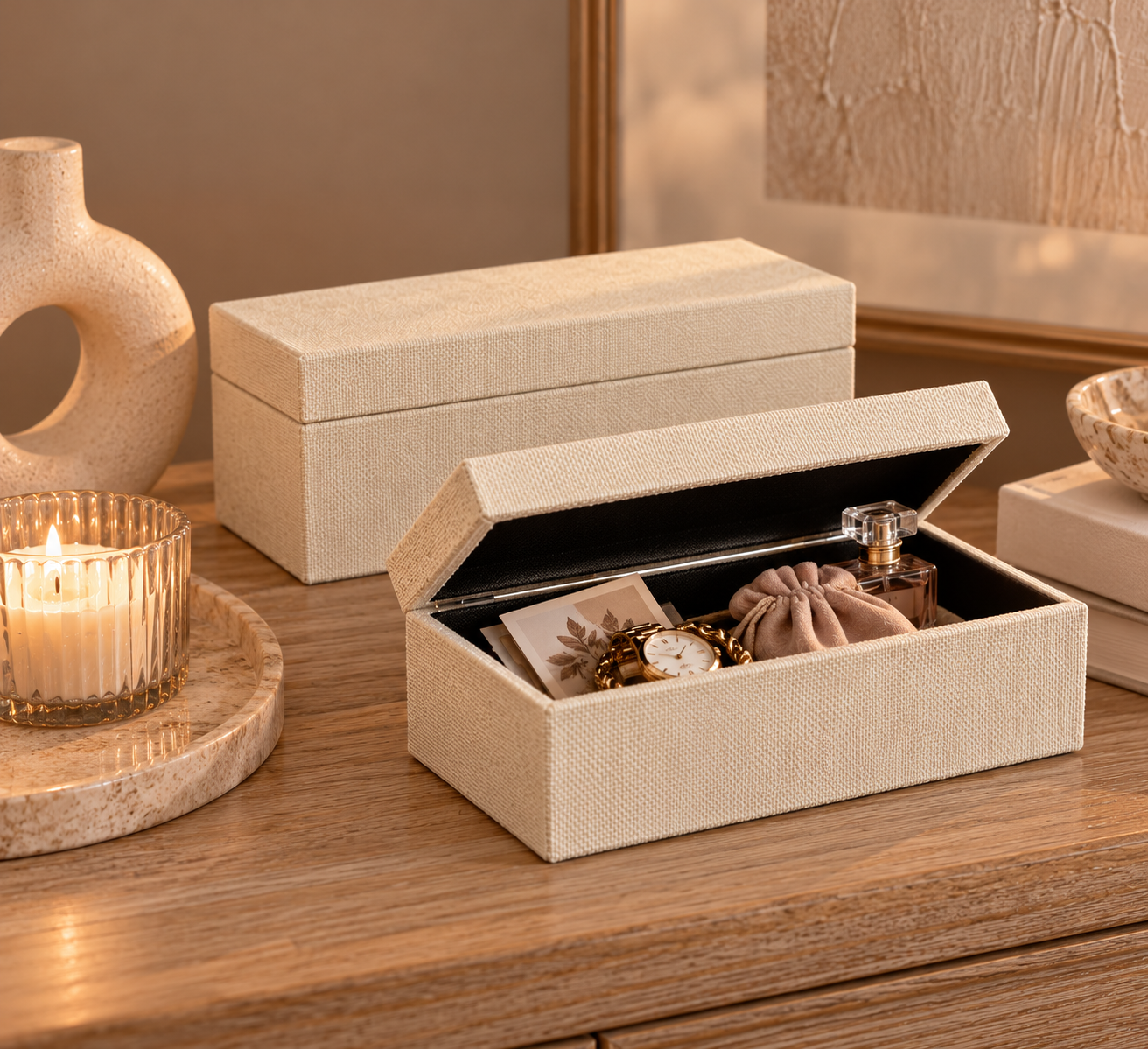 Countryfield Aufbewahrungsboxen Elegant Blush – 2er-Set Creme