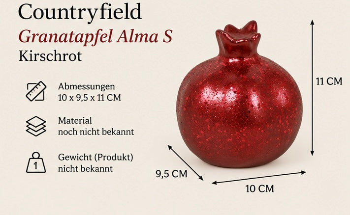 Countryfield Deko-Granatapfel Alma S – Kirschrot, 11 cm