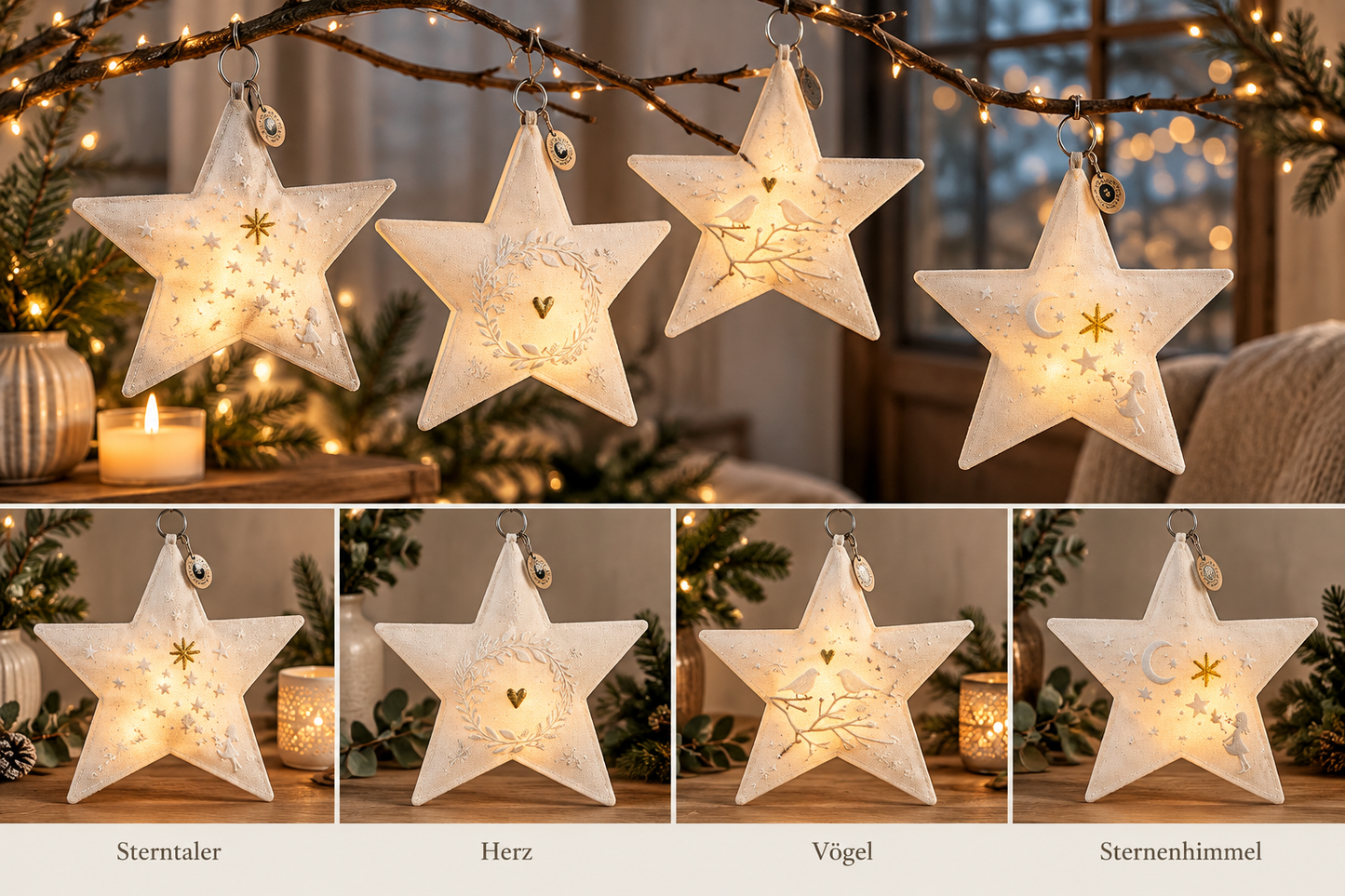 Good old Friends Lichtstern aus Stoff – 27 cm | verschiedene Designs