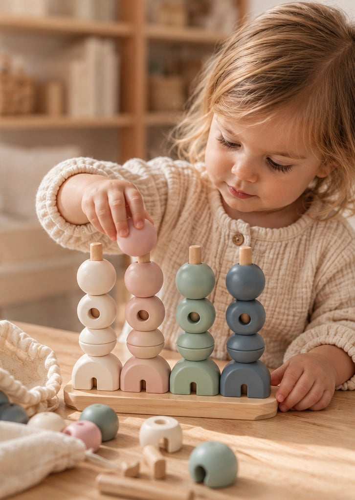 Mushie Holz-Stapelspielzeug – Steckspielzeug