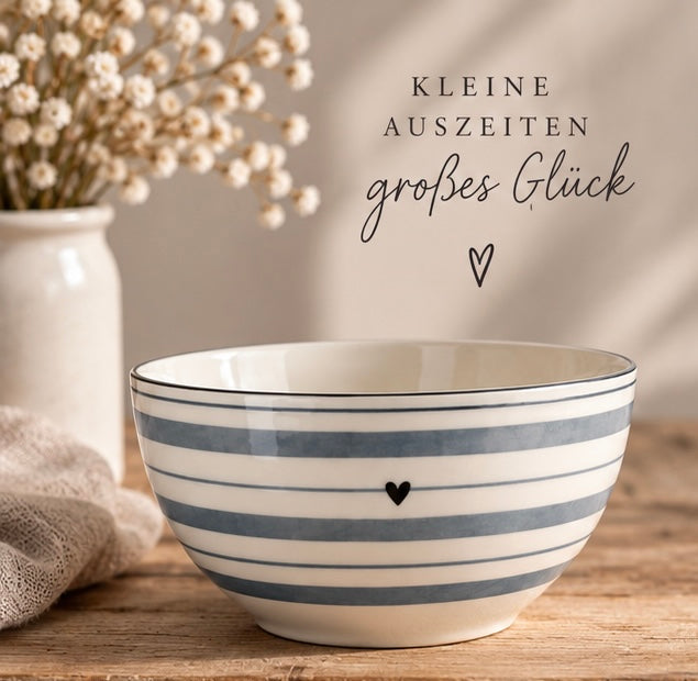 Bastion Collections Keramikschale gestreift mit Herz