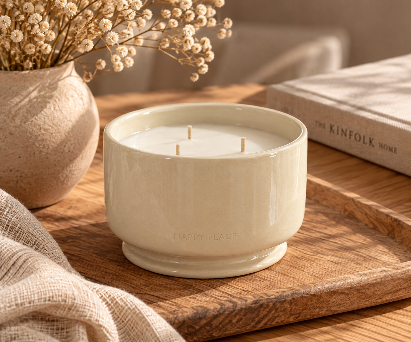 Zusss Duftkerze Happy Place creme – 3 Dochte