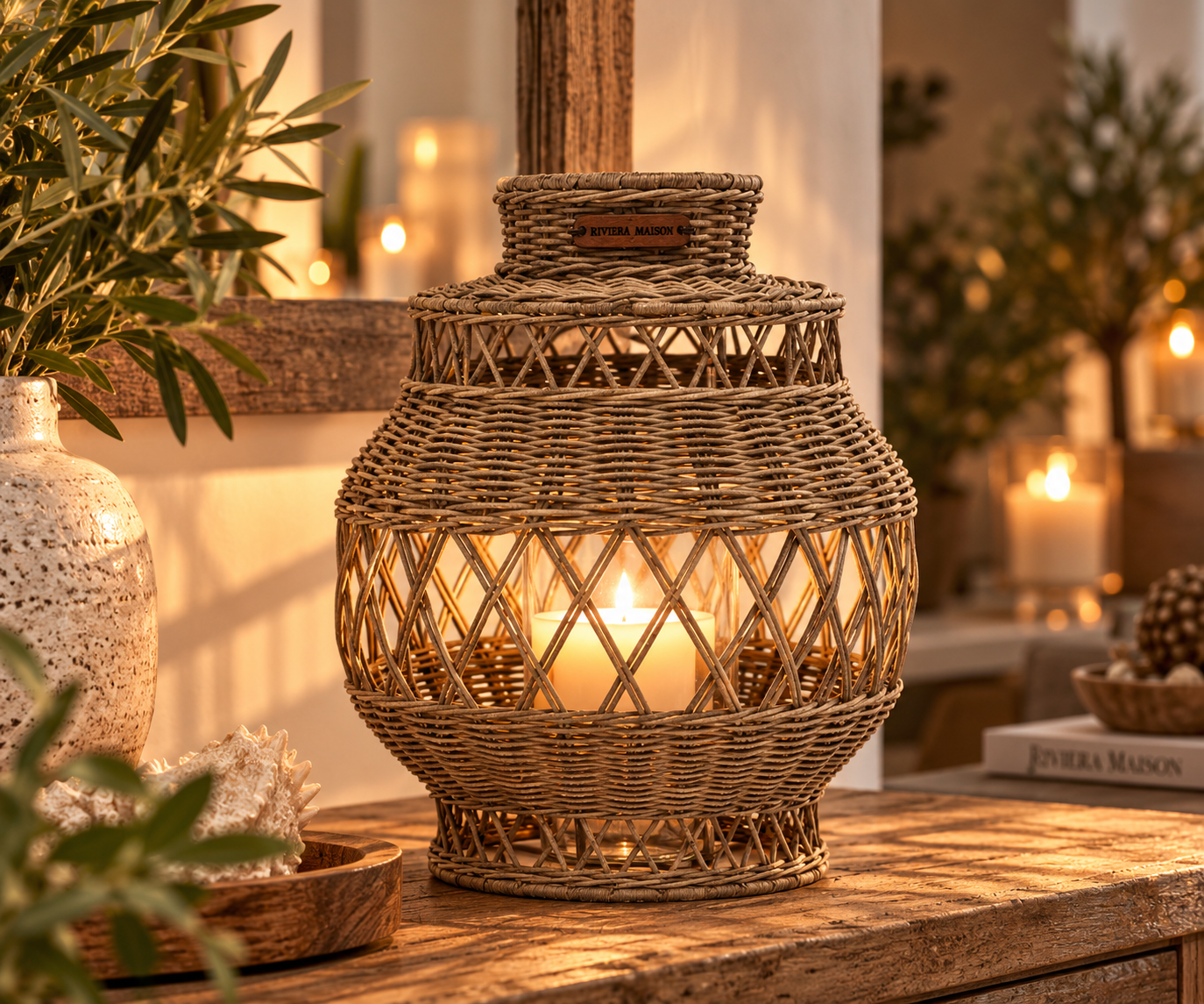 Riviera Maison Rattan-Laterne Rustic Weave – 40 × 30 cm