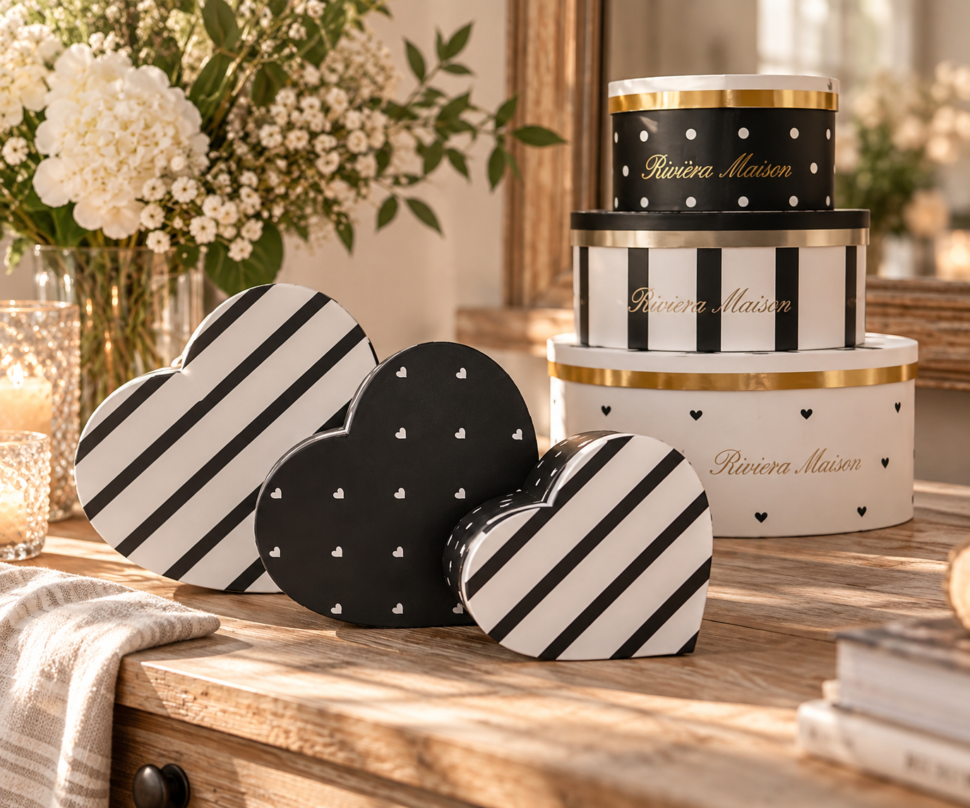 Riviera Maison Geschenkboxen Herz – 3er Set