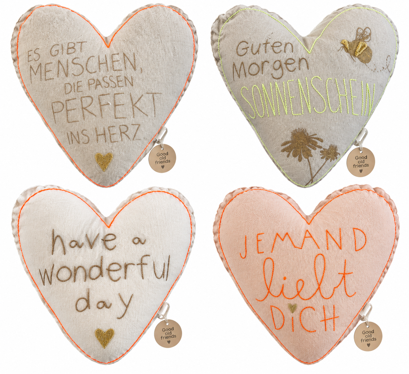 Herzkissen mit Spruch von Good old friends