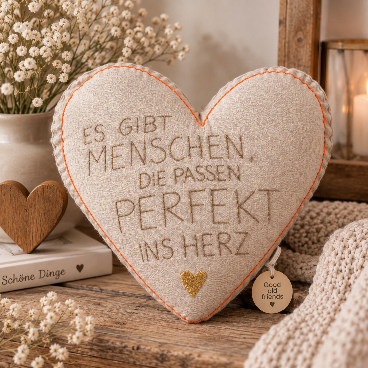 Herzkissen mit Spruch von Good old friends