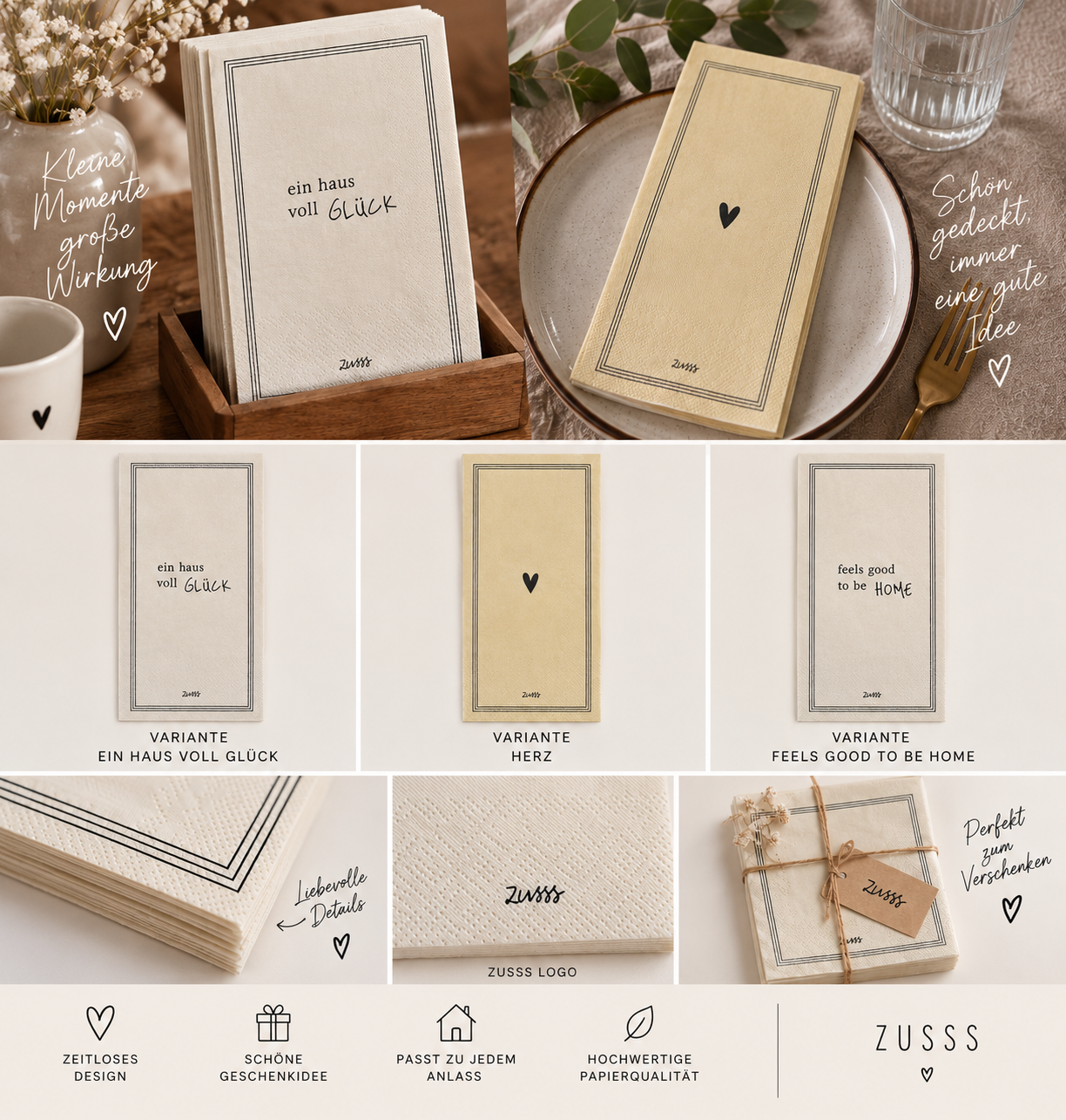 ZUSSS Servietten – verschiedene Designs in einem