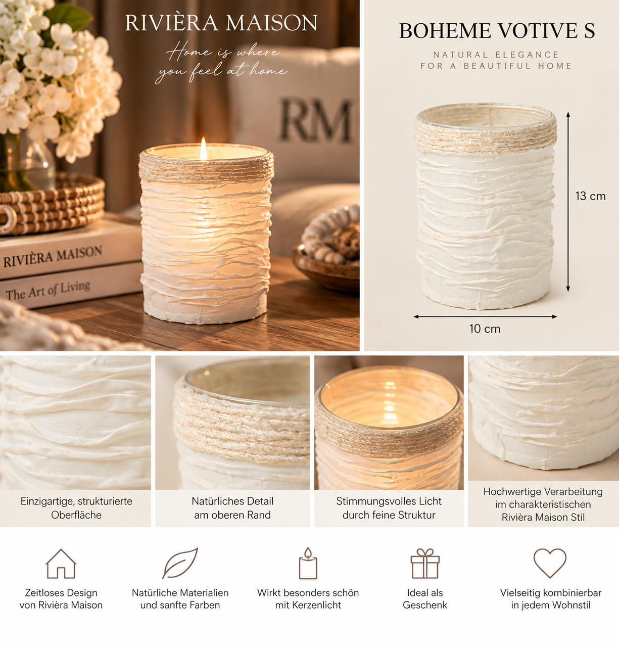 Rivièra Maison Boheme Votive S – Windlicht 13 cm