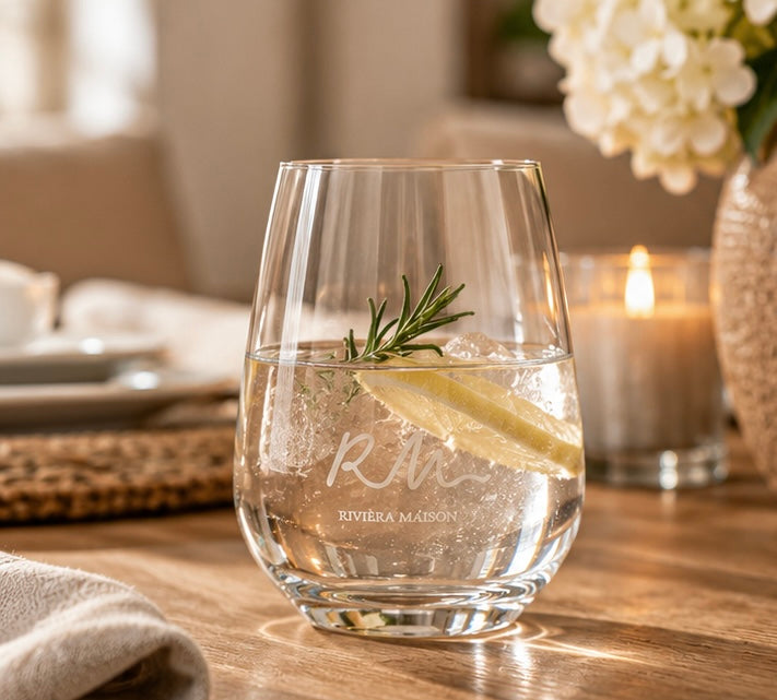 Rivièra Maison Wasserglas mit RM-Logo – 13,5 cm