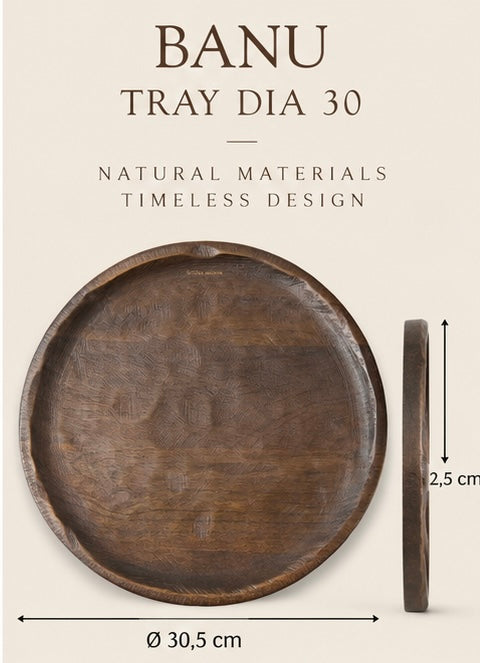 Rivièra Maison Banu Tray Dia 30 – Mangoholz Tablett