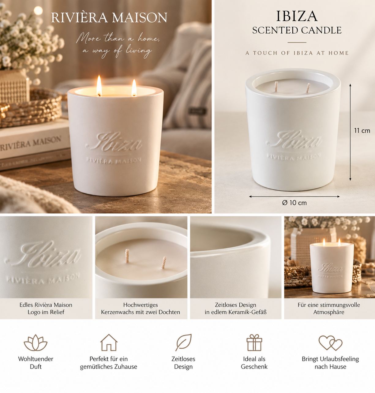 Rivièra Maison Ibiza Scented Candle – Duftkerze 11 cm