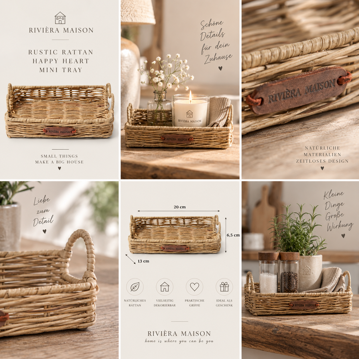 Rivièra Maison Rustic Rattan Happy Heart Mini Tray