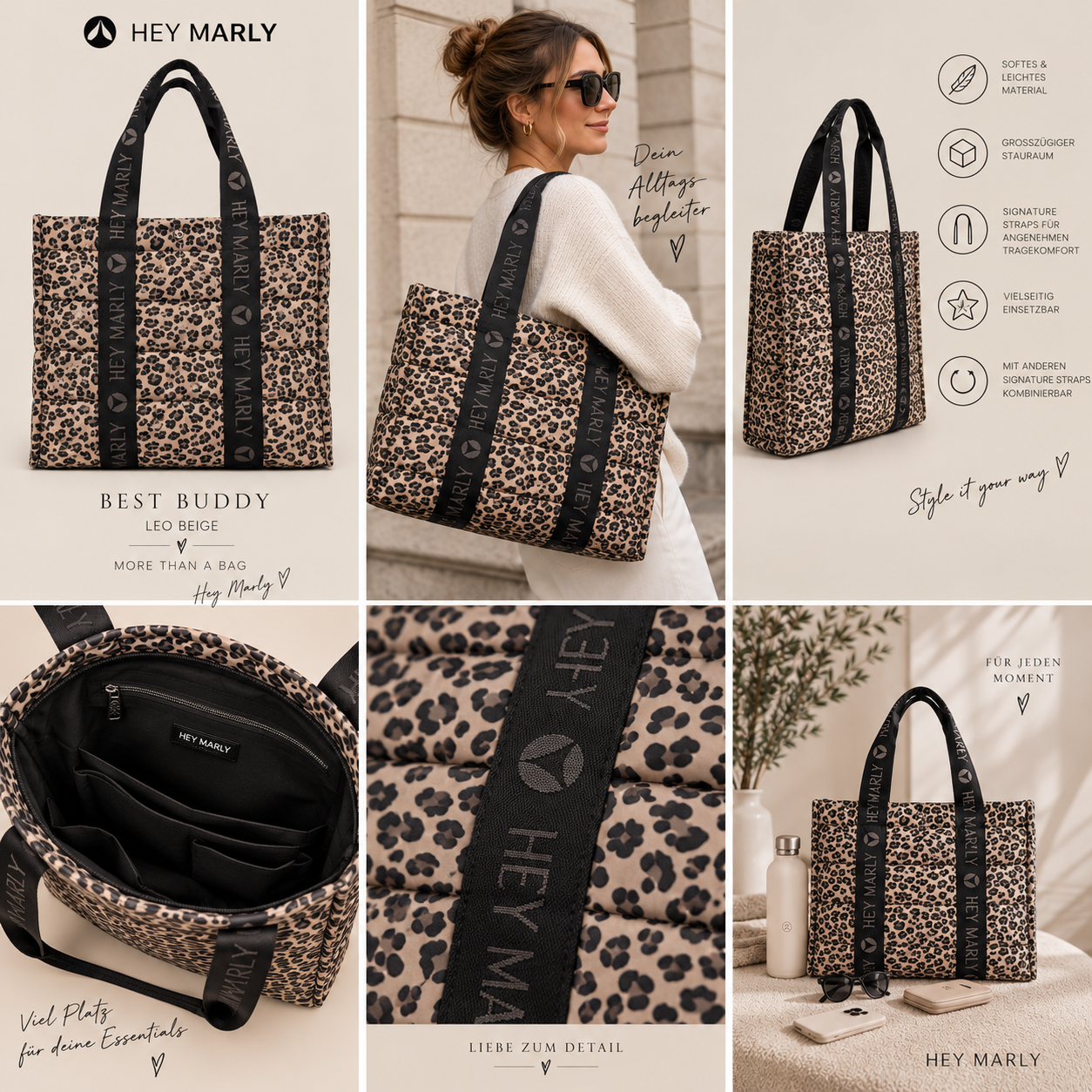 HEY MARLY Best Buddy Leo Beige – Shopper im Leo-Look