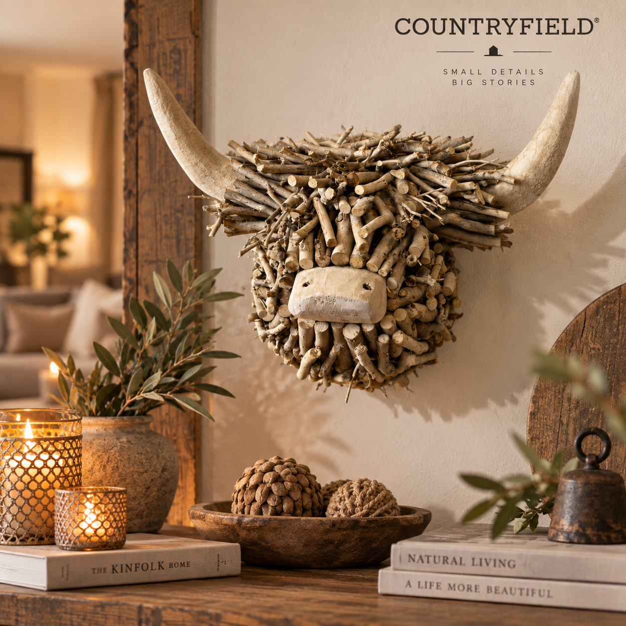 Countryfield Wanddeko Stierkopf aus Holz
