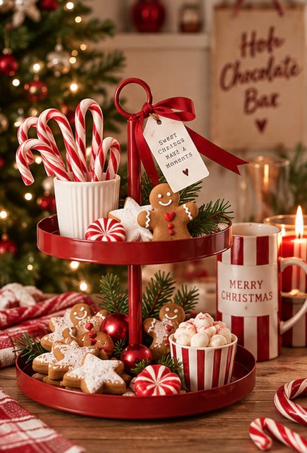 BOLTZE home Weihnachts-Etagere Rot – 2-stöckig