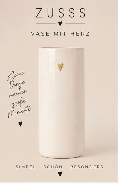 ZUSSS Keramikvase mit goldfarbenem Herz