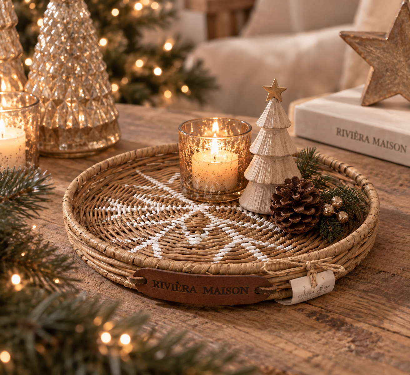 Rivièra Maison Tablett mit Wintermotiv – Ø 21 cm