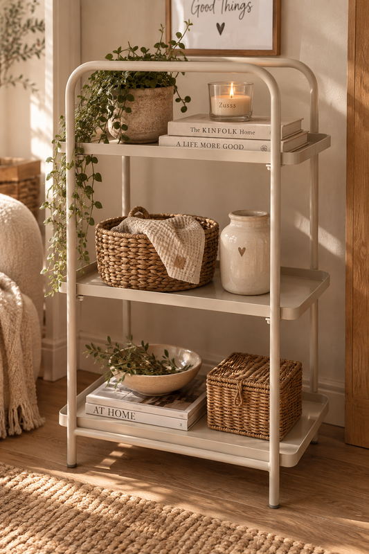Boltze Home Standregal mit 3 Ablagen – Beige/Creme
