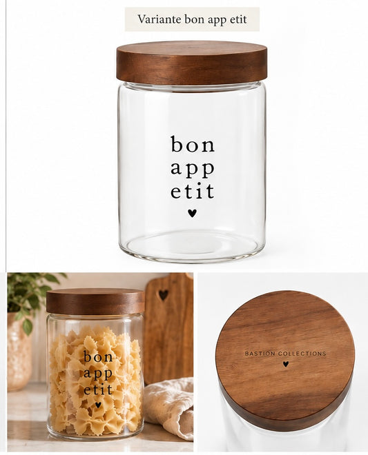 Bastion Collections Vorratsglas mit Holzdeckel – 2 Designs