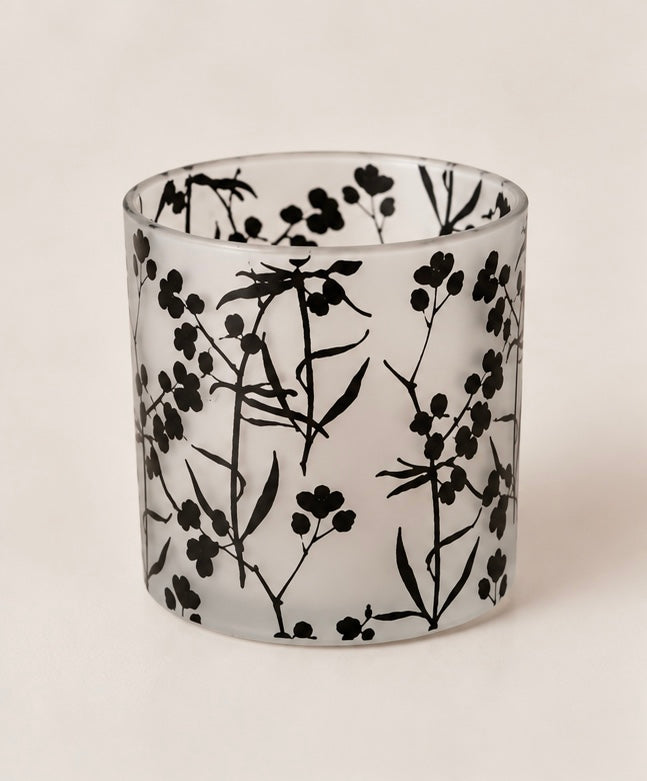 Boltze Home Windlicht mit floralem Design – Schwarz/Weiß