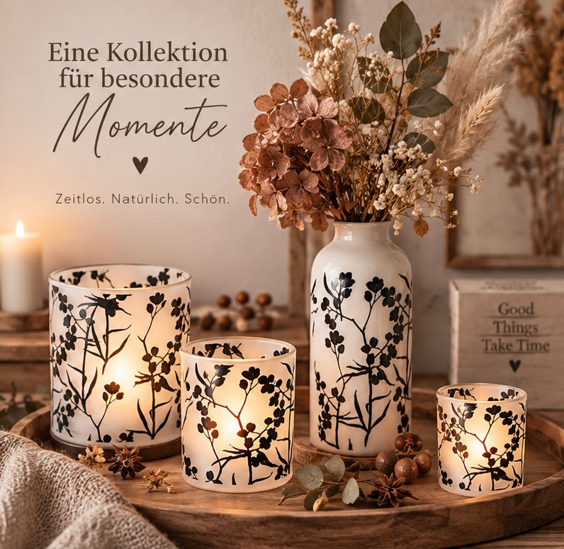 BOLTZE Home Vase Botanical – Creme/Schwarz