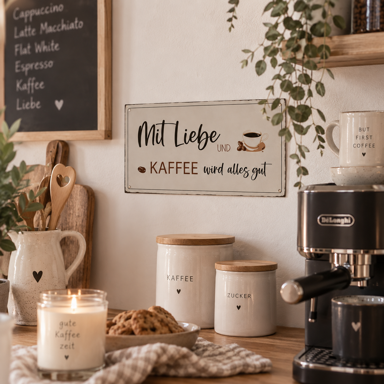 ☕ Metallschild „Kaffee“ – verschiedene Sprüche von Boltze Home