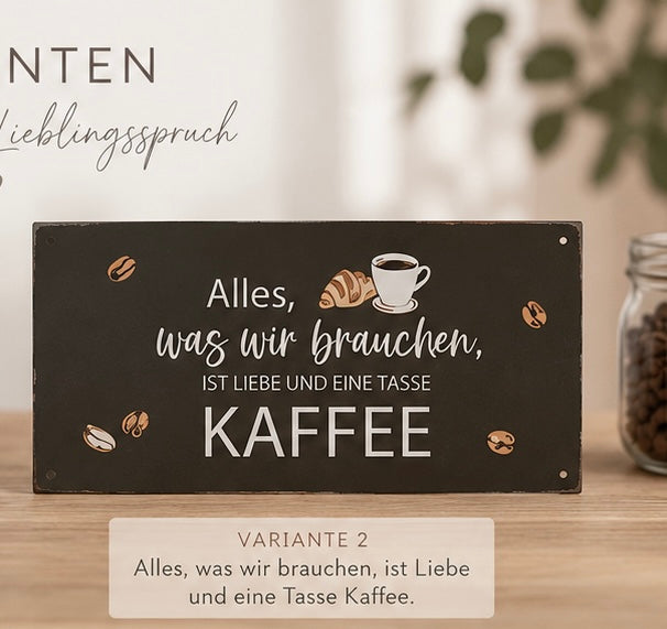☕ Metallschild „Kaffee“ – verschiedene Sprüche von Boltze Home