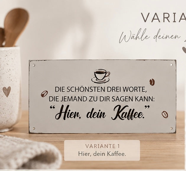 ☕ Metallschild „Kaffee“ – verschiedene Sprüche von Boltze Home