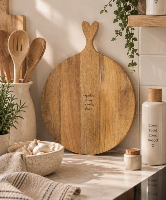 Zusss Servierbrett aus Holz mit Herzgriff