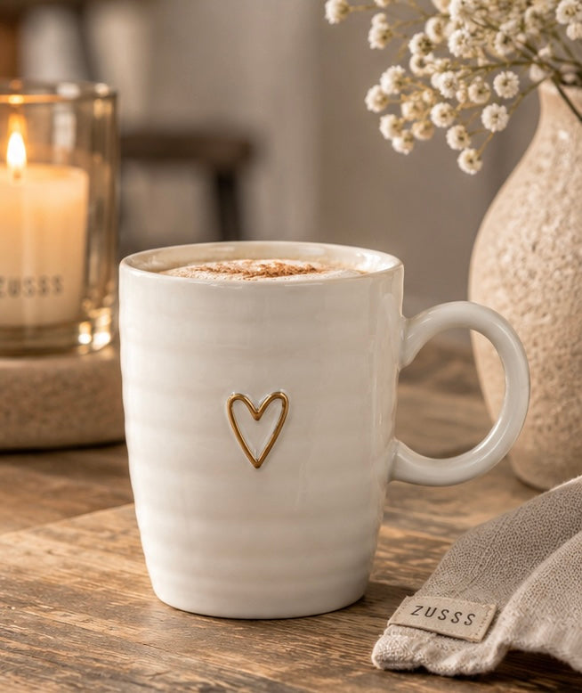 Zusss Tasse mit Herz – Weiß/Gold