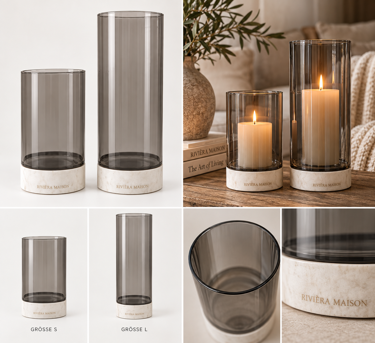 Rivièra Maison Selaire Hurricane Marble – Rauchglas