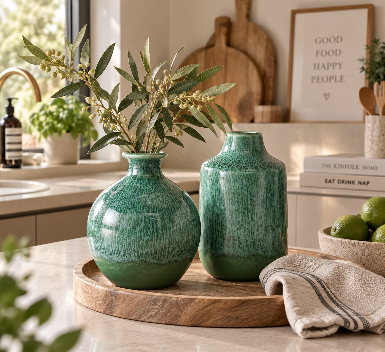 Boltze Home Vasen-Set – Grün | handgefertigt | 2-teilig