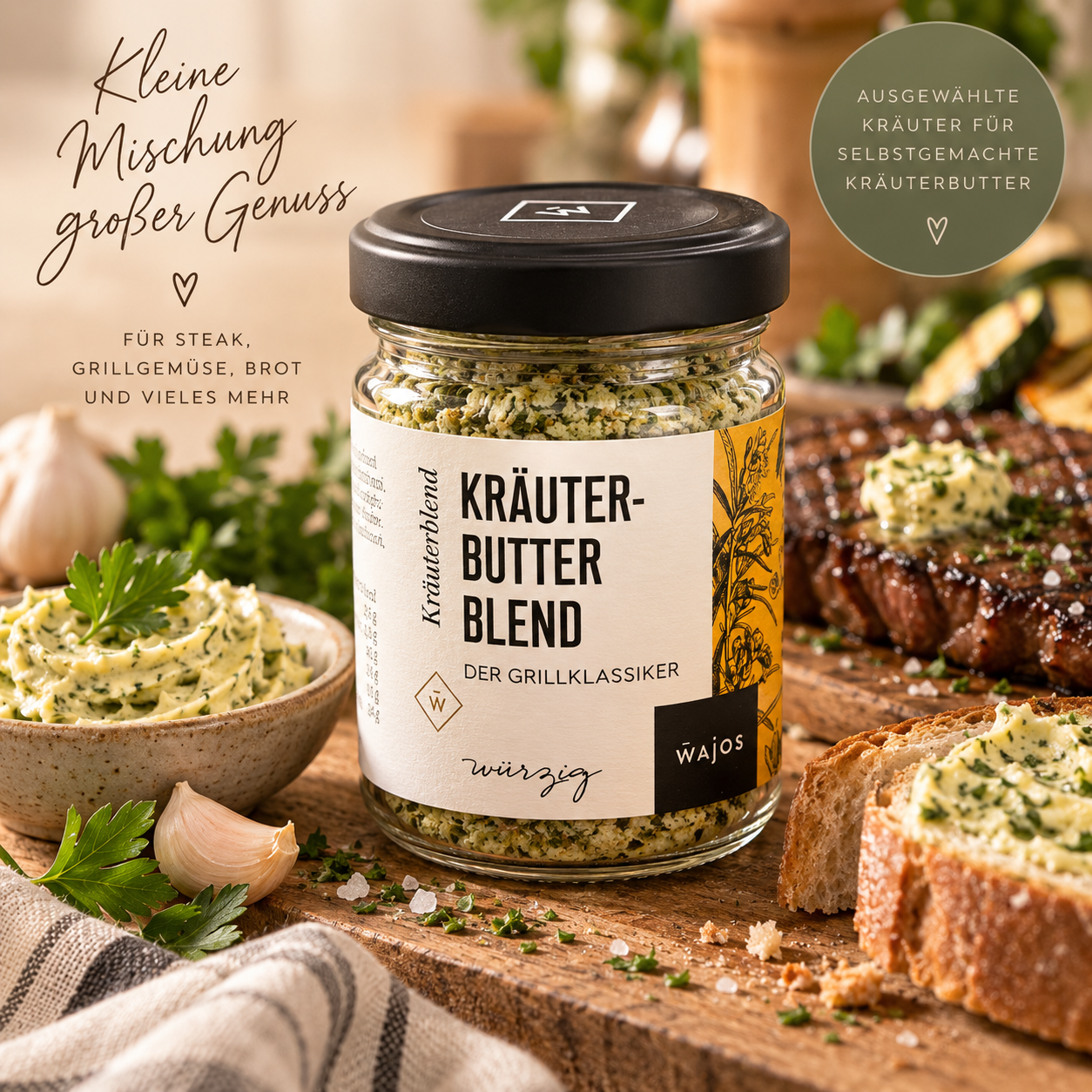 Wajos Kräuterbutter Blend – Würzmischung für Kräuterbutter & Grillgerichte