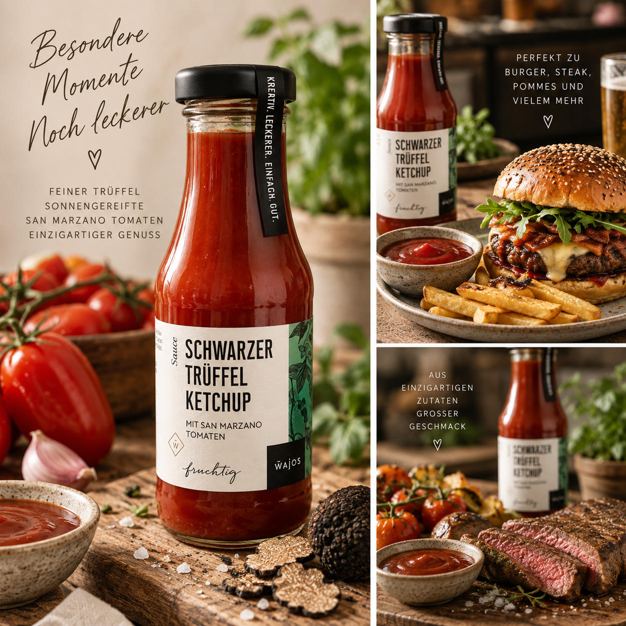 Wajos Schwarzer Trüffel Ketchup – mit San Marzano Tomaten
