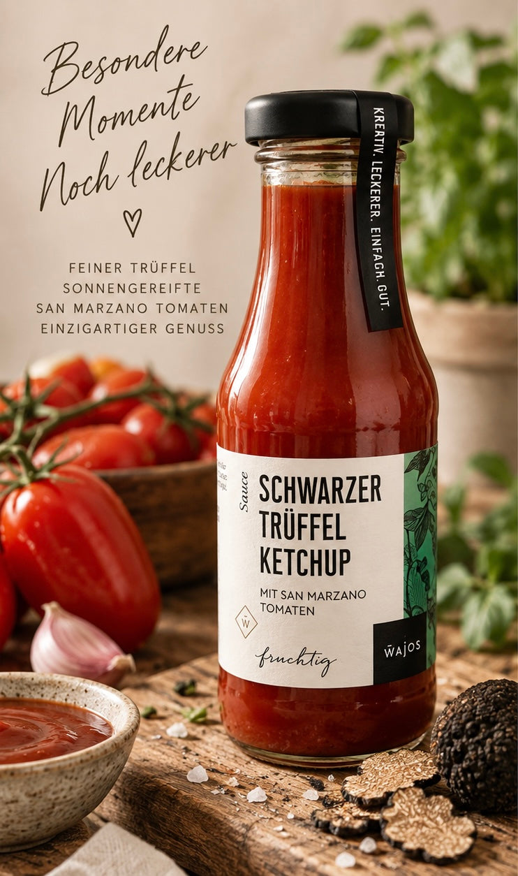 Wajos Schwarzer Trüffel Ketchup – mit San Marzano Tomaten