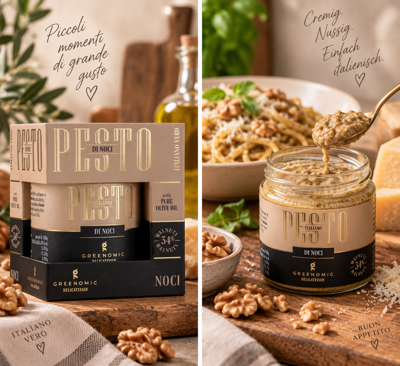 Greenomic Pesto Italiano di Noci – Walnusspesto 130 g