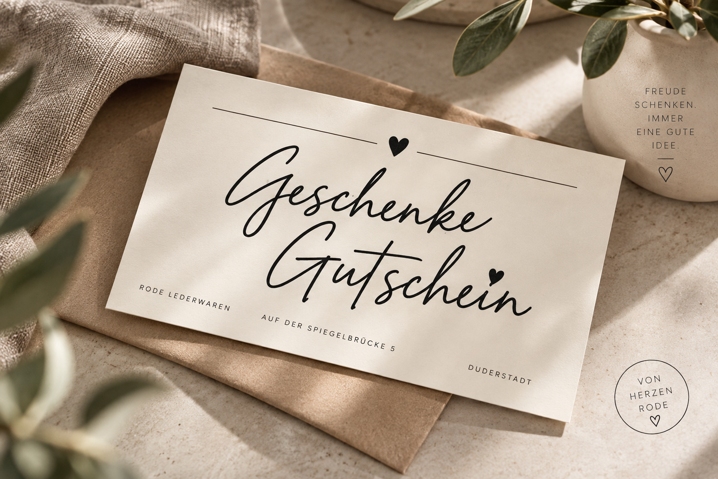 Geschenkgutschein Rode Lederwaren | Freude verschenken