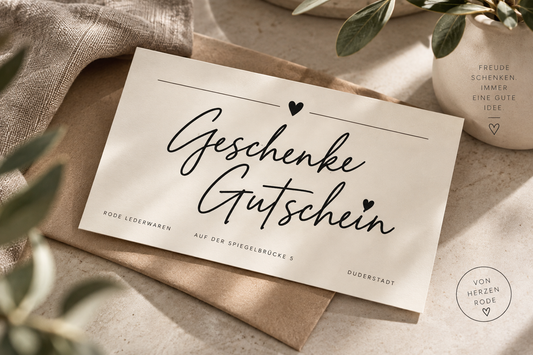 Geschenkgutschein Rode Lederwaren | Freude verschenken