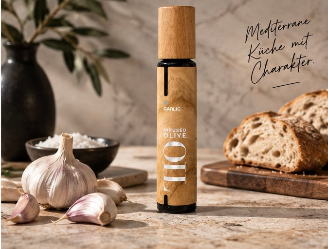 Greenomic Wood Design Olivenöl Garlic – 250 ml 🧄