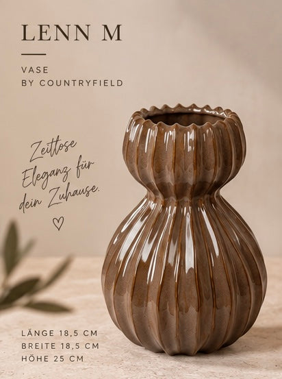 Countryfield Vase Lenn M – Braun, 18,5 × 18,5 × 25 cm